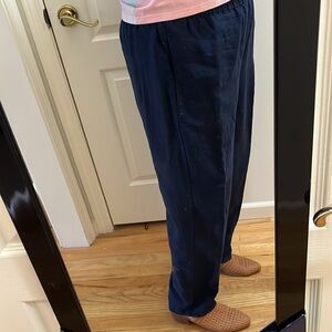 Jcrew pull on linen blend pants, navy blue, size L